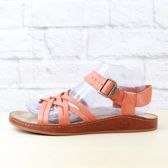 Chaco Shoes - CHACO Flamingo Orange Leather Strappy Sling Back C